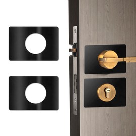 4 Pack Door Knob Reinforcement Plate Black, Door Hole Cover Filler Fixing Plate Door Lock Repair Plate, Stainless Steel Door Knob Fixing Bracket - Prevent Door Lock Loose or Wobbly