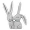 Creative Co-Op Decorative Ceramic Bunny Rabbit Figurine, Gray Ring Holder,