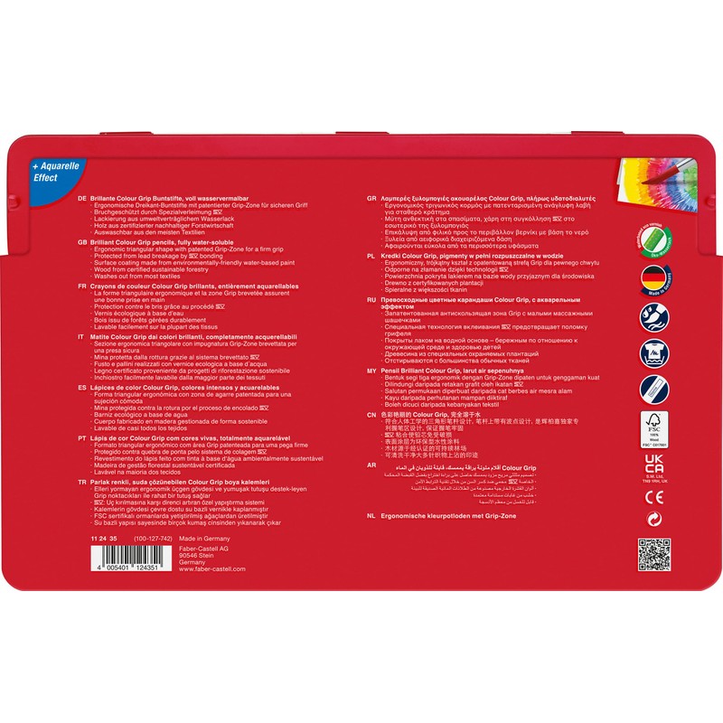 Faber-Castell Colour Grip 112413 Coloured Pencils Pack of 12 Metal
