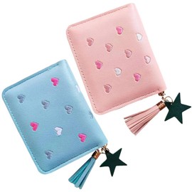 KedidO Women's Purse with Star Pendant, Purse for Women with Embroidered Heart Pattern, Zip Wallet for Women for Gifts Girls Women Friends Anniversary, multicoloured, accordion