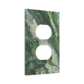 JDAKHD Decorative Outlet Covers Green Marble-Like Texture with Abstract Wavy Veins 1 Gang Duplex Decorative Wall Plate Pc Light Switch Plate Covers Electrical Faceplate for Modern Home Decor
