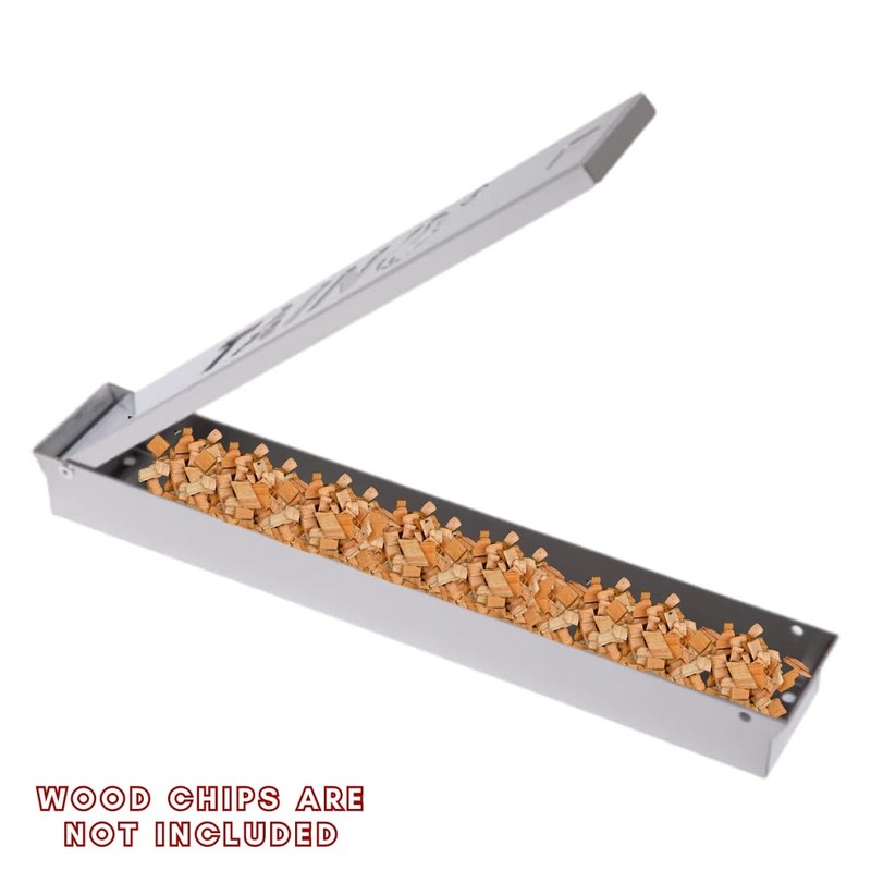 CosmoGrill Stainless Steel Smoker Box, 37cm Long, for Gas, Charcoal,