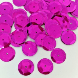 MajorCrafts 15mm 40grams 600pcs Metallic Round PVC Sew-On Cup Sequins Arts and Crafts Embellishments (Dark Pink)