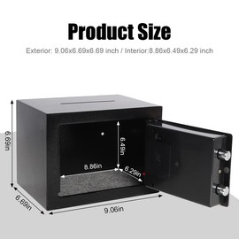 Parrency Security Digital Safe for Home Office,0.17 Cubic Home Keypad Safe,Protect Money,Jewelry,Passports (Black)