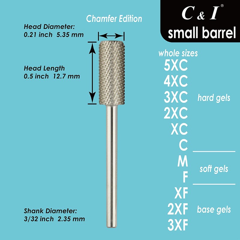 C & I Small Barrel Nail Drill Bit, Chamfer Edition,