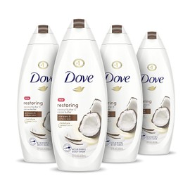 Dove Purely Pampering Body Wash for Dry Skin Coconut Butter and Cocoa Butter Effectively Washes Away Bacteria While Nourishing Your Skin 22 oz, 4 count