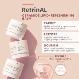 Eau Thermale Avène RetrinAL Ceramide Lipid-Replenishing Balm - Bakuchiol, Niacinamide, Ceramide Complex - Nourishes Skin & Helps Reduce Visible Wrinkles - 1.3 fl. oz.