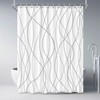 Punkray Polyester Shower Curtain Grey and White Striped for Bathroom