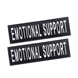 2Pack Service Dog Patch, Removable Dog Harness Patches with Hook Backing, Black Vest Patches for in Training Dogs, Emotional Support-M