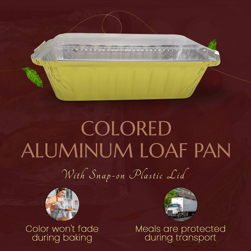 KitchenDance Disposable 2 Pound Closable Loaf Pan with Plastic Lids