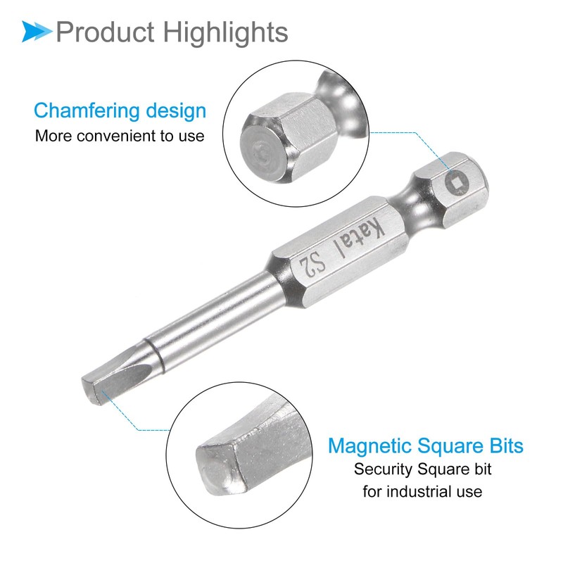 CoCud Magnetic Square Bits S2 Head 1/4 Inch Hex Shank