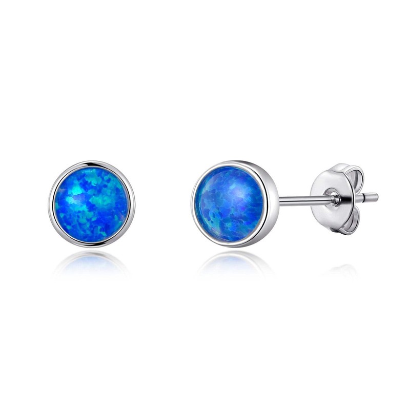 Philip Jones Synthetic Blue Opal Stud Earrings with Quote Card