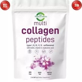 MaheerSelects Multi Collagen Peptides Powder 2 lb Hydrolyzed Protein Peptide Type I,II,III,V,X