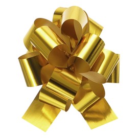 MECCANIXITY 10pcs 4 Inch Metallic Large Big Pull Bow Gift Wrapping Bows Ribbon for Wedding Car Baskets Presents Christmas Bow, Gold