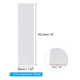 PATIKIL 6061 T651 Aluminum Sheet Metal 6 x 1.97 x 1/8(0.125") Inch 3Pcs Flat Plain Aluminum Plate Covered Stock with Protective Film, Heat Rectangle 3MM for Lndustry Crafting