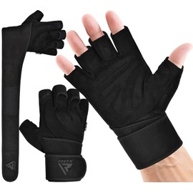 RDX Weight Lifting Gloves with Wrist Support, 50 CM Long Wrist Straps, Anti Slip Padded Palm Protection, Breathable Gym Grip for Fitness Training Workout Powerlifting, Men Women Bodybuilding Exercise