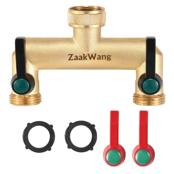 Zaakwang Brass Garden Hose splitter, 3/4" 2 Way Faucet Diverter,