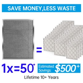 UBeesize 16x25x4 Reusable Air Filter - Washable, MERV 8,Permanent, Electrostatic - Lasts a Lifetime - Enjoy Fresher Air in Home and Office HVAC AC Furnace Systems(Actual Size:15.35x24.37x3.58Inch)