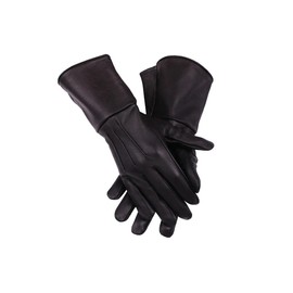 Medieval Renaissance Gauntlet Leather Cosplay Gloves Long, Black, Size XX-Large