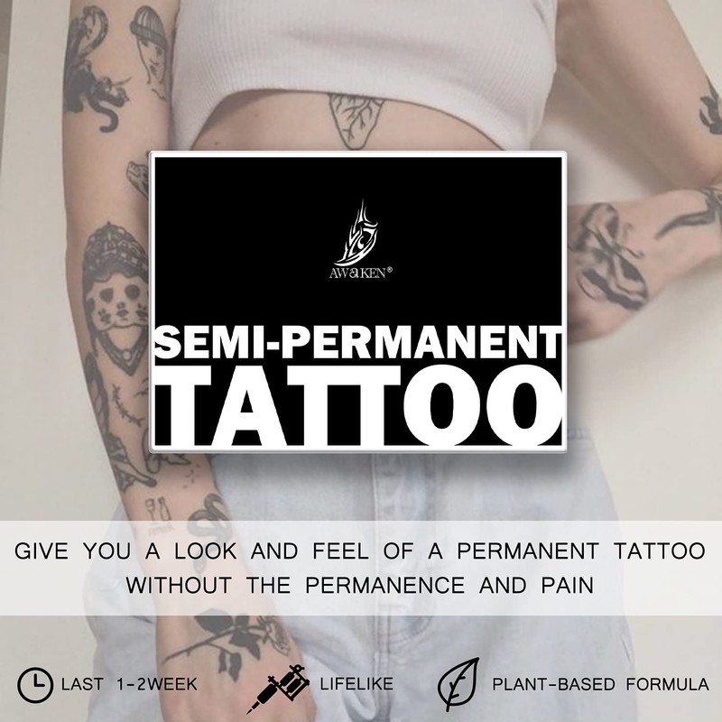 AWAKEN Temporary Fake Tattoos Juice Tattoo Semi Permanent Stickers Waterproof
