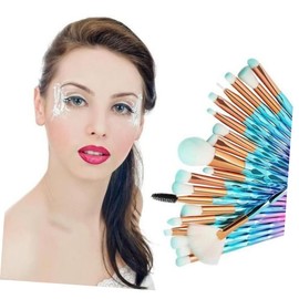 WOONEKY 20pcs Design Cosmetic Brush Set Handle Bristles for Eye Makeup Gradient Tools for Daily and