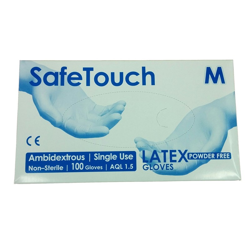 SafeTouch 50000052 Powder Free Latex Gloves, Large (Pack of 100)