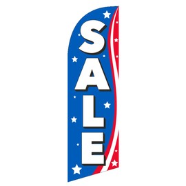 FFN 6ft Sale (blue) Advertising Feather Banner Swooper Flag Sign for outdoors, Replacement Flag Only (patriotic theme)