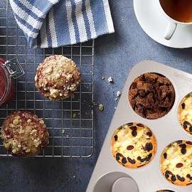 OGIBRIDI Baking Muffin Mould Non-Stick Cupcake Case Brownie Muffins Tins Bakeware Tray for Baking Pudding Pies, Brownies,Muffins 6 Cativity - 3.5In Diameter,8In Height per Cup