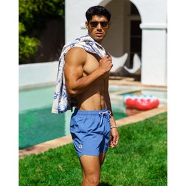 MaaMgic Nylon Swimming Trunks for Men, Quick Drying Swimming Shorts, Beach Shorts for Beach and Water Sports - Short blue, size: l