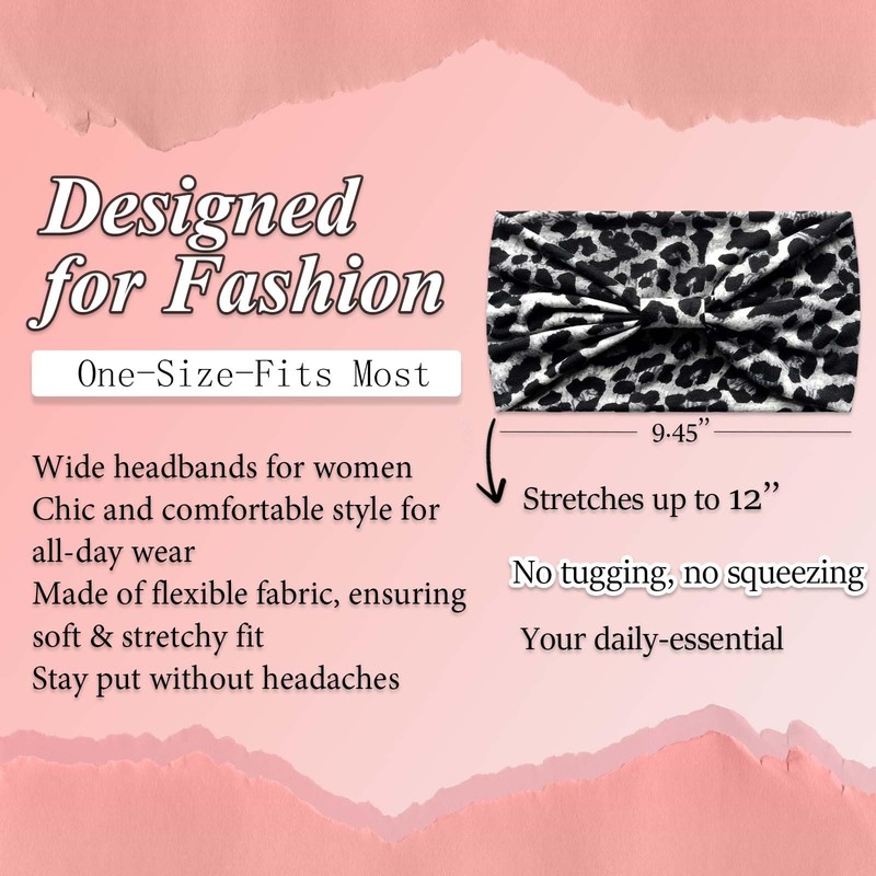 Wide Women's Head Bands Leopard Print Large Hair Band Boho