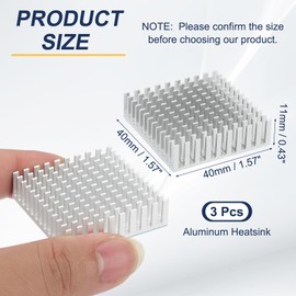 PATIKIL Heatsink 40x40x11mm, 3 Pcs Aluminum Cooler Radiator Heat Sink with Thermal Blue Sticker for Raspberry Pi Chip CPU Power Transistor FET IC Power Amplifier, White