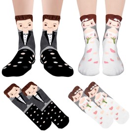 Healife 2 Pairs of Wedding Socks - Wedding Gifts for Bride and Groom Funny - Ideas for Cool Wedding Gifts. Our funny wedding socks are the perfect gift for the bride and groom, Pattern.
