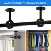 4pcs Stainless Steel Black Ceiling Curtain Pole Holders Brackets Wall