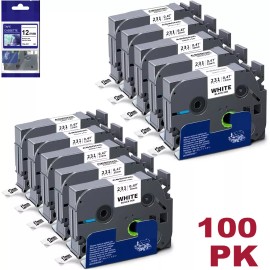 Brother TZ-231 TZe-231 PT-D210 For Brother P-Touch 12mm Label Maker Tape 1/2" 100-Pack