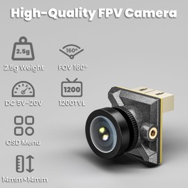 STARDRONE T8-C2 FPV Camera - 1200TVL 160° Wide Angle Lens, PAL and NTSC Modes, 1/3" CMOS Sensor, 2.5g Ultra Light, 5-20V Support for FPV Racing Drones