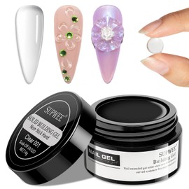 Supwee Solid Sculpture Builder Gel, Clear Non-Stick Hand Nail Extension Gel for Carving Patterns Decoration Nail Strengthen Hard Gel Soak Off UV Gel 14g(0.49fl oz)