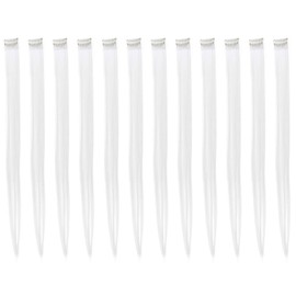 SWACC 12 Pcs Straight One Color Party Highlights Clip on in Hair Extensions Colored Hair Streak Synthetic Hairpieces (White)