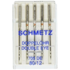 Euro-Notions Double Eye Machine Needles-Size 12/80 5/Pkg, Other, Multicoloured, 2.63 x 7.71 x 11.39 cm