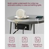 VASAGLE Side Table with Charging Station, Round End Table With