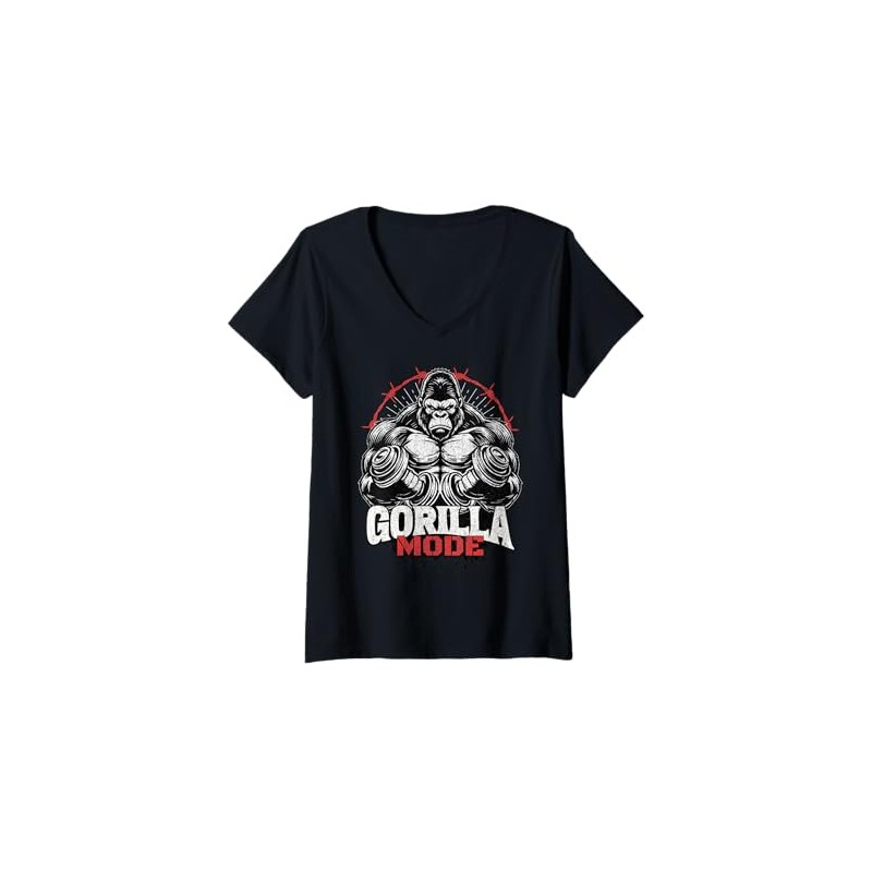 Women's Gorilla Fashion Workout Exercise Weights Strong Gym T-Shirt with