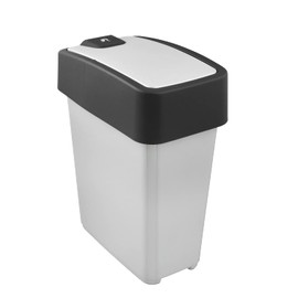 keeeper Premium Waste Bin with Flip Lid, Soft Touch, 10 L, Magne, Silver
