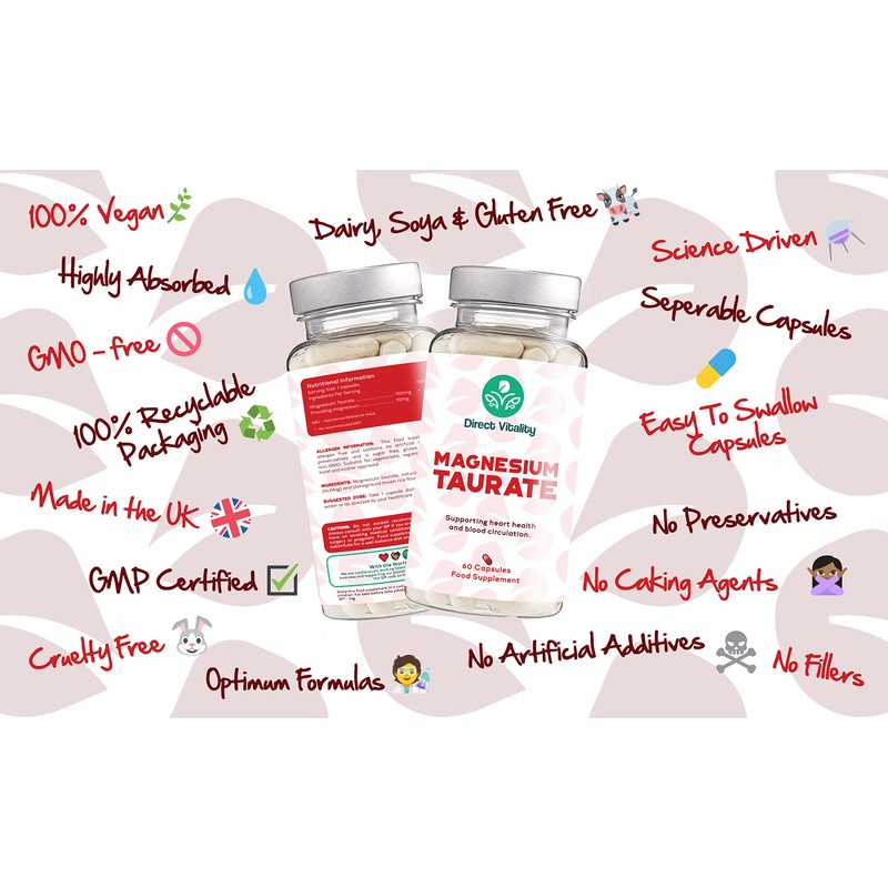 Magnesium Taurate | 700mg per Capsule | UK Made |