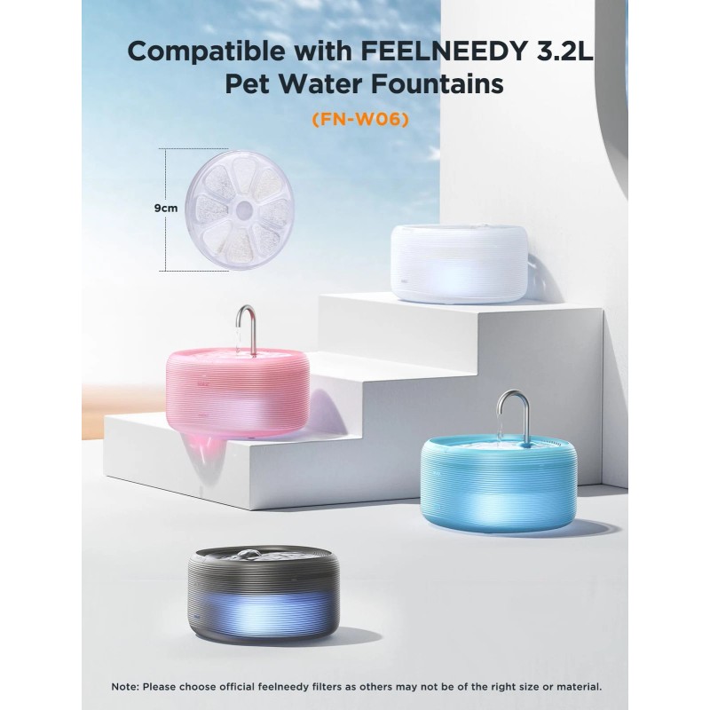 Feelneedy 6 Pack Cat Water Fountain Filter & 6 Pack