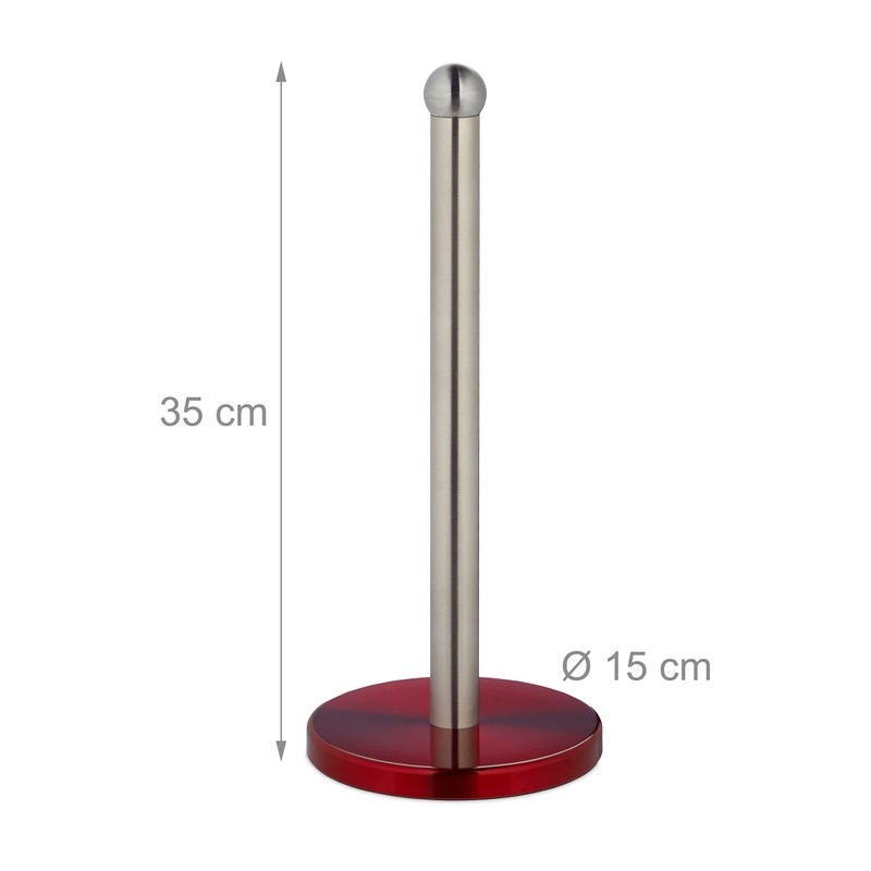 Relaxdays Standing Kitchen Roll Holder, Stainless Steel, Paper Roll Holder