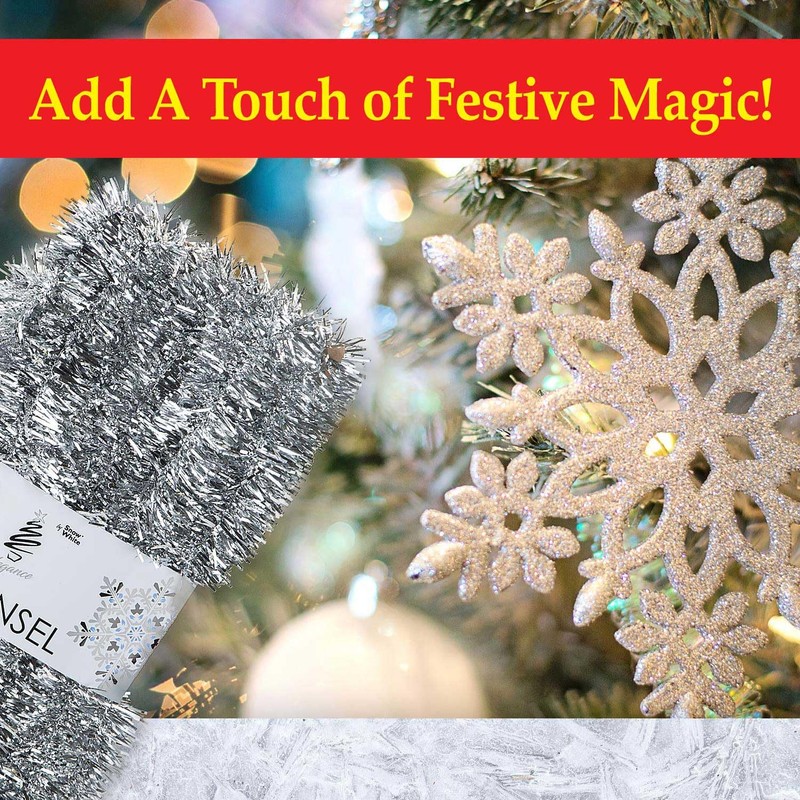 VFM - Christmas Tinsel Decorations for Christmas Tree (Silver)