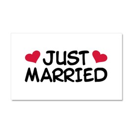 CafePress Just Married Wedding Car Magnet 20 X 12 Car Magnet, 20"x 12" Magnetic Door Display