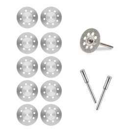 Mini Diamond Cutter Diameter 0.9 inch (22 mm) 10 Pieces with 2 3mm Axis Diamond Cutting Disc Diamond Bit Blade Set for Mini Router/Router/Router/Router, Silver (with round hole)