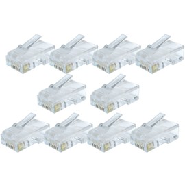 rhinocables RJ45 Connectors, Cat5e Connectors, Ethernet Plug Crimp Ends 8-Pin Connectors Multipack (10 Pack)