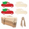 Tree car Shape Unfinished Wood Truck Blank Wood Pieces Wooden with Twines Art Ornaments for Christmas Wedding Birthday Party Thanksgiving Day Decoration 20Pcs