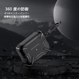 BUITFOU AirPods Pro 2 Case (2023/2022) Air Pods Pro 2 Case TPU Material "Mechanical" Cover Breakaway Carbon Fiber Surface AirPods Pro 2 Cover Drop Proof Shockproof LED Light Visible with Carabiner